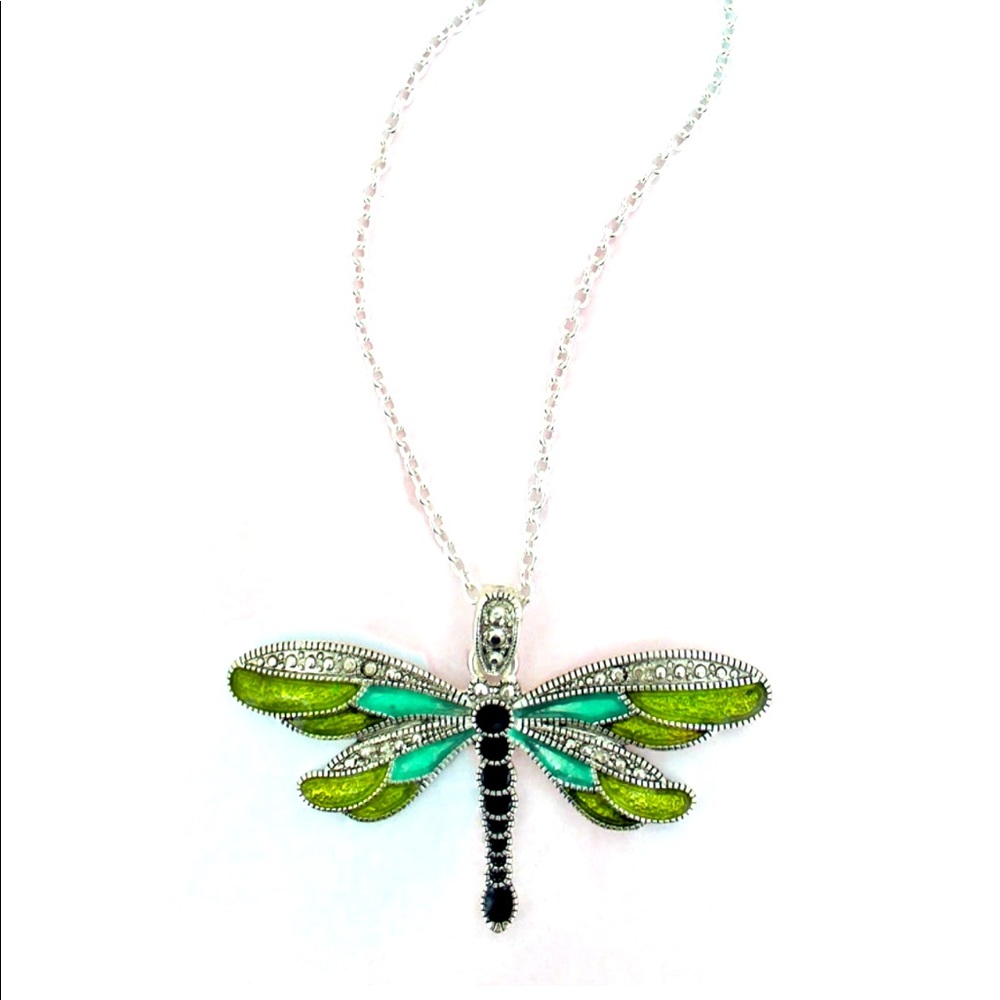 🌻BOGO NEW Dragonfly Multicolor Green Epoxy Necklace
